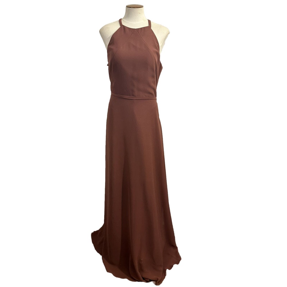 Sorella Vita Bridesmaid Dress Size 16 Belted Mesh Tie Back Maxi Sangria EUC